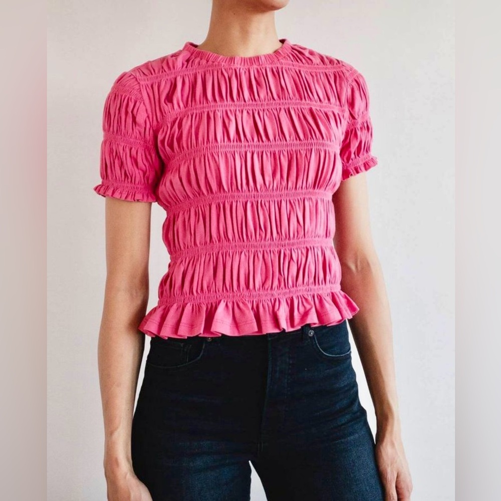 AQUA PINK RUCHED TOP